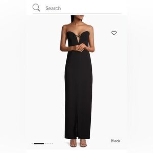 Liv Foster Black Strapless Evening Gown